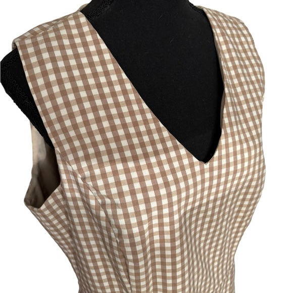 J. Mclaughlin NEW Tan Paulson Gingham Sleeveless Dress Plaid size 14 - Picture 6 of 16